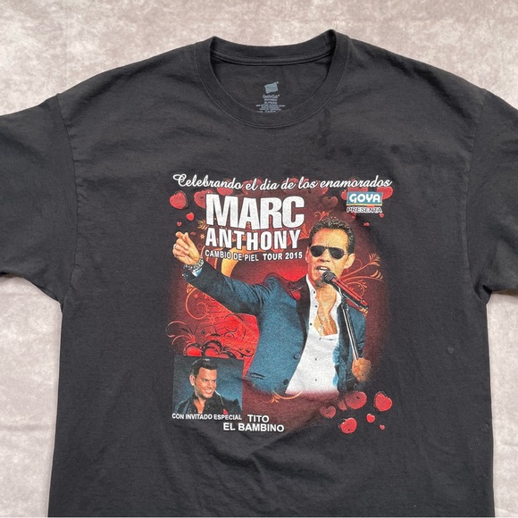 Marc Anthony 2015 Concert Tour T Shirt Mens L Black Double Sided Graphic Music - Picture 2 of 14